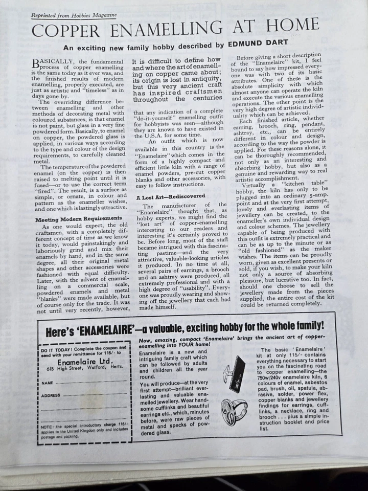 Vintage Enamelaire Jewellery Enamelling Booklet & Letter 1960s Craft Ephemera - Image 3 of 4