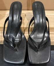 Women's Size 9  Black Strappy Mules with Wide Toe - A2000