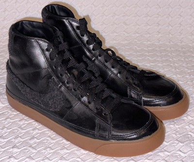 NIKE Blazer Mid Black Leather Skateboarding Skate Casual Shoes Sneakers Mens 7