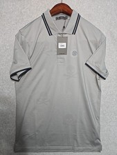 G/Fore Men's Gray Skull  T's Debossed Tech Jersey Golf Polo Small NWT 120