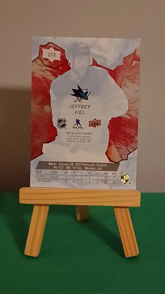 2021-22 Upper Deck Ice Red Premieres #172 Jeffrey Viel RC 282/399 Sharks  - Image 2 of 4