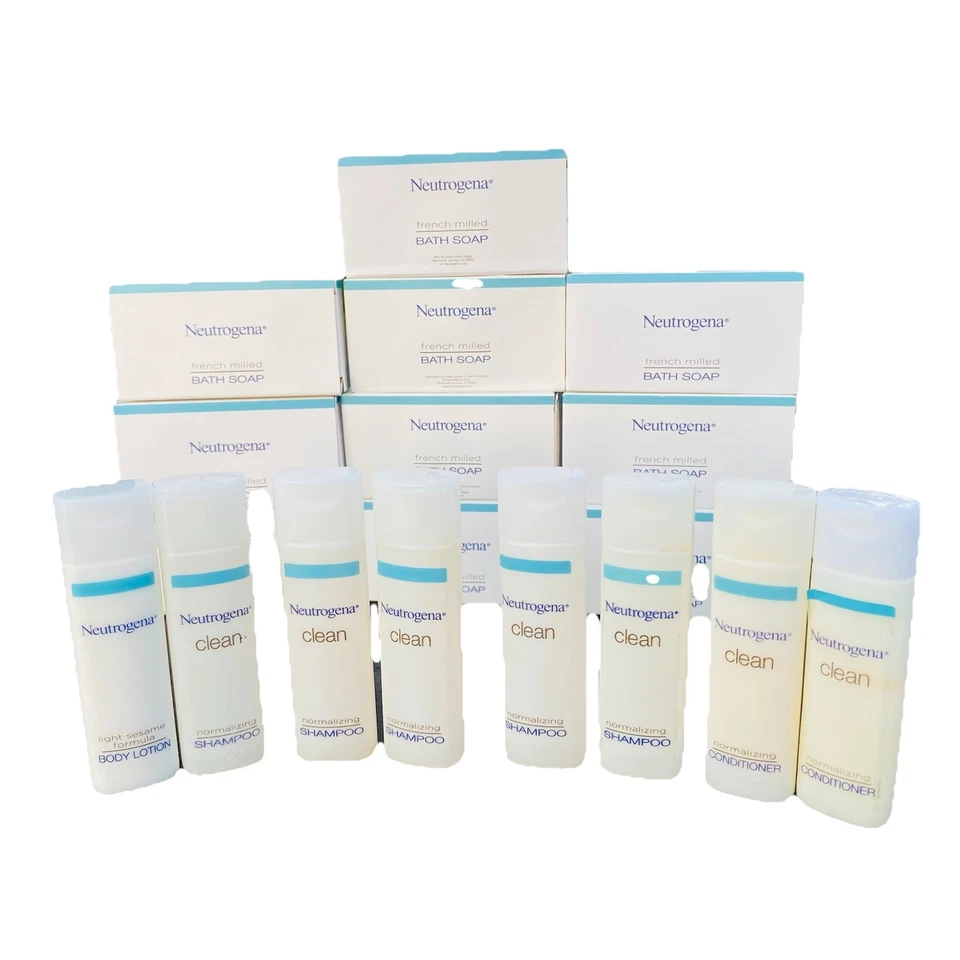 Lote Neutrogena Hotel Tamaño Viaje Artículos de Tocador Jabón Champú Acondicionador Loción A Granel Foto 3 de 4