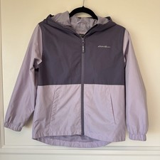 Purple Eddie Bauer Youth Girl's Hooded Jacket Size Medium 10/12 Double Zip