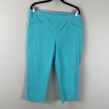 Chicos Perfect Stretch Capri Pull On Pants Size 2.5 US 14 Turquoise Blue Stretch