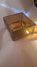 Vintage Amber Glass And Brass Trinket/ Jewelry Box