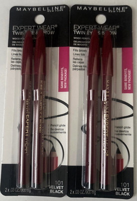2 Maybelline Expert Wear Twin Eye & Brow Eyeliner Pencil Velvet Black 101 SEALED