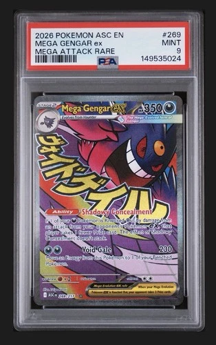 2026 POKEMON ASC EN-ASCENDED HEROES MEGA ATTACK RARE #269 MEGA GENGAR EX PSA 9