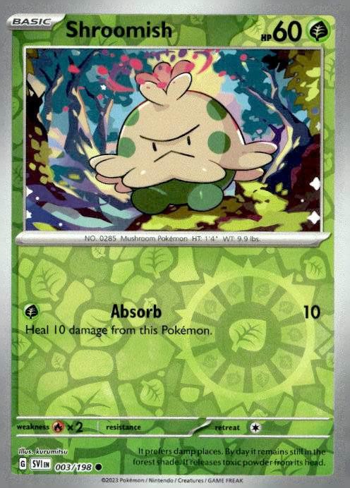 Shroomish 003/198 Common Scarlet & Violet Reverse Holo Pokemon Near Mint