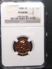 RED GEM Proof 1958 Lincoln Wheat Penny NGC PF68 RD. #10 e