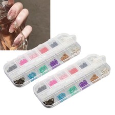 2 Boxes Art Nail Chains Metal Rhinestones Nail Chain Decorations For Nail Ar CUT