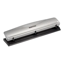 Office Premium 3 Hole Punch, 12 Sheet Capacity, Metal, Rubber Base, Easy-Clean T