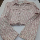 Christian Dior Trotter Jacket Galliano Pink Logo Denim Size 38 M Rare w/Hanger