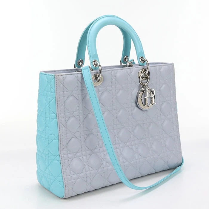 Sac fourre tout DIOR Dior bicolore 2WAY sac à main Lady Dior femmes gris
