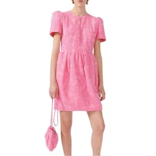NWT Baum Und Pferdgarten Alexio Jacquard Short Sleeve Dress in Azalea Pink 36
