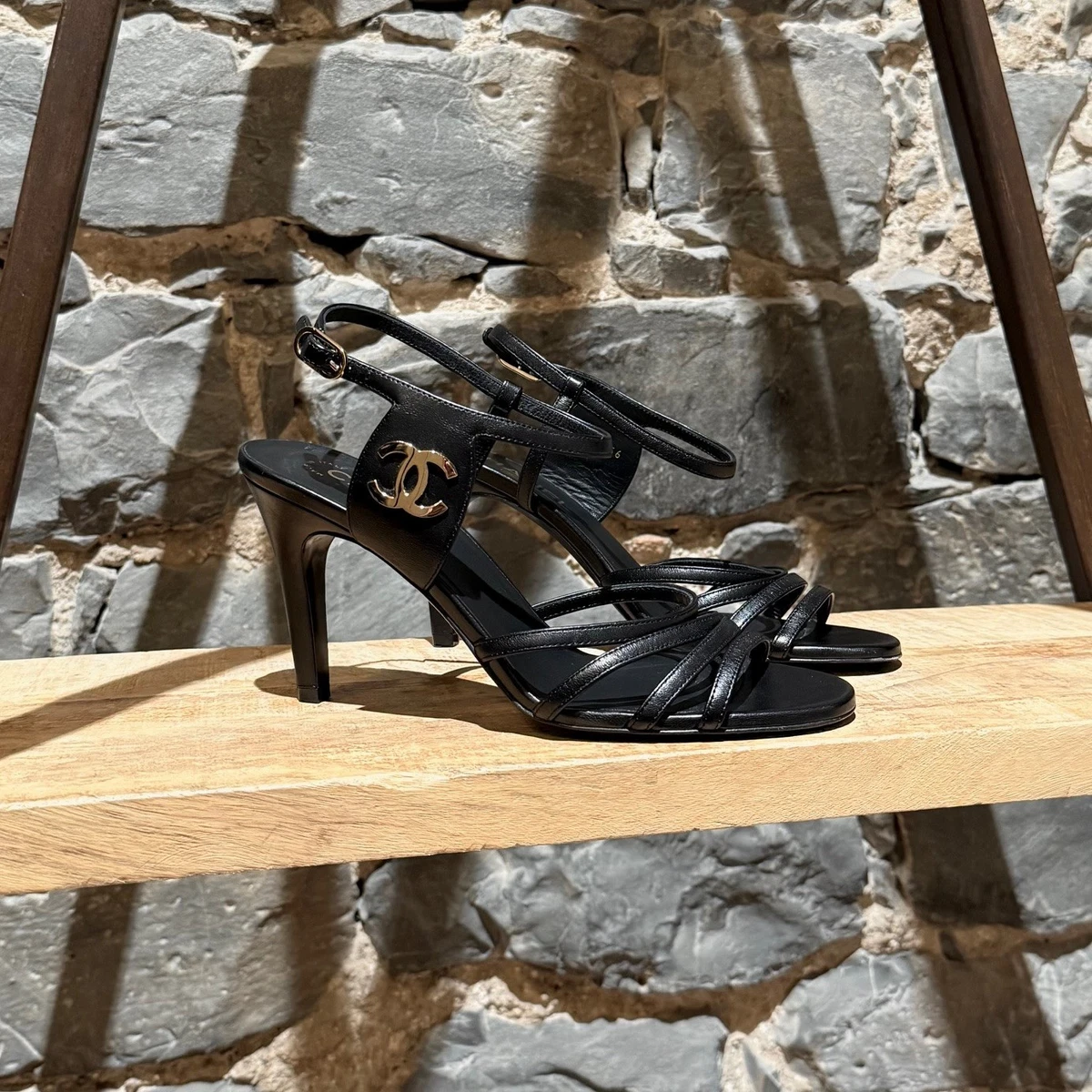 Black CHANEL Ankle Strap Heels for Women for sale | eBay