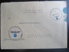 X4684 Umschlag FPNr. 26696 vom 05.11.43 an  WBK Saarlautern