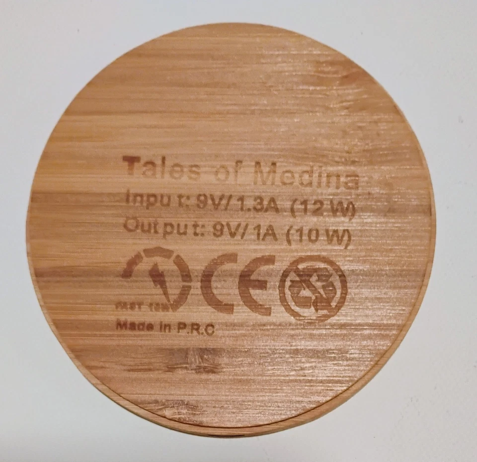 Bamboo QI Cell Phone Charging Pad  Phone "Land of Medina" Arabic  Caligraphy Top - Image 2 of 2