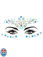 Wosois Crystal Face Stickers Star Mermaid Gems Sparkly Temporary Rhinestone S