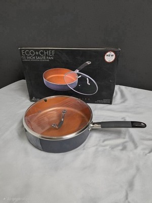 ECO+CHEF 11'' Ceramic Nonstick Sauté Pan w/ Glass Lid Soft Grip Handle NIB
