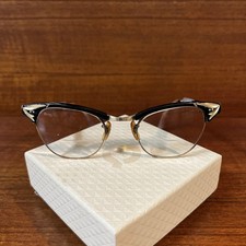 Vintage U.S. 1/10 12 K Gold Filled Cat Eye Glasses Black 5 3/4 Eyeglasses