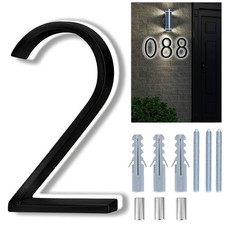 Backlit LED Home Address Numbers, 8 Inch House Numbers, Stainless Steel Hand-...
