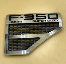 Ford F-350 Super Duty XL Right Fender Emblem Badge W/Vents Chrome 2008-2010 OEM