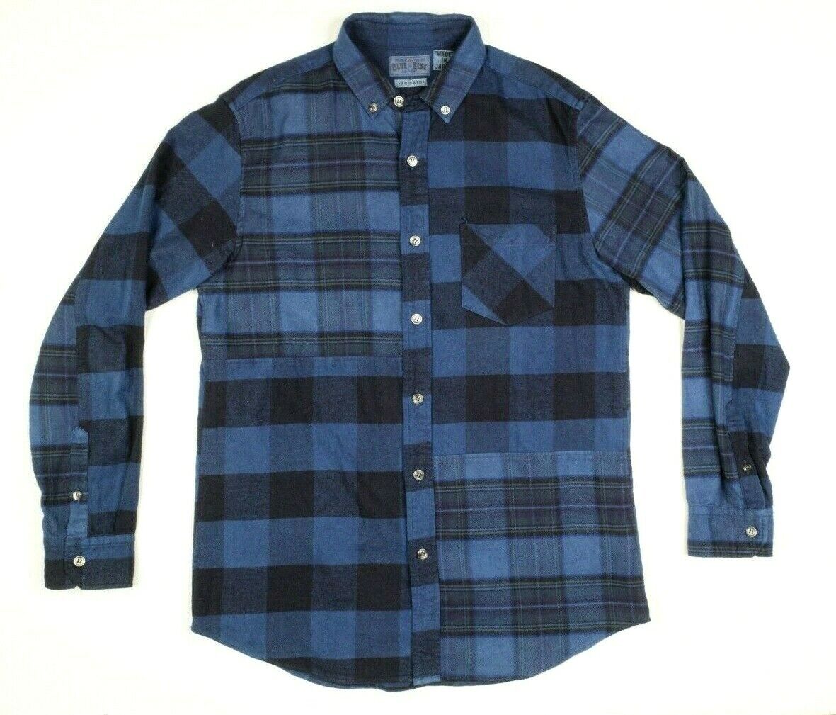 Blue Japan Arigato Pure Indigo Flan Button Cotton Patchwork Large Trust special price