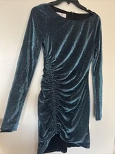 House of CB Size M Mini  Ruched Sparkle Long Sleeve Party Dress