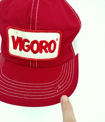 Vintage Vigoro Hat Trucker Cap Stained Red Made USA - Picture 2 of 9