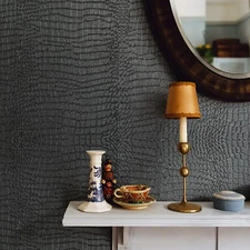 Jiffdiff 17.3"X236" Black Crocodile Wallpaper Peel and Stick Removable Sticker