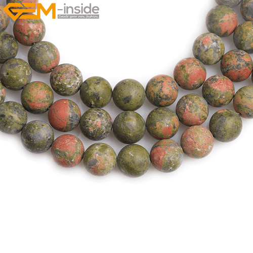 Green Unakite Jasper Forested Matt Round Beads Jewelry 15" Making Natural Stone - Picture 53 of 62