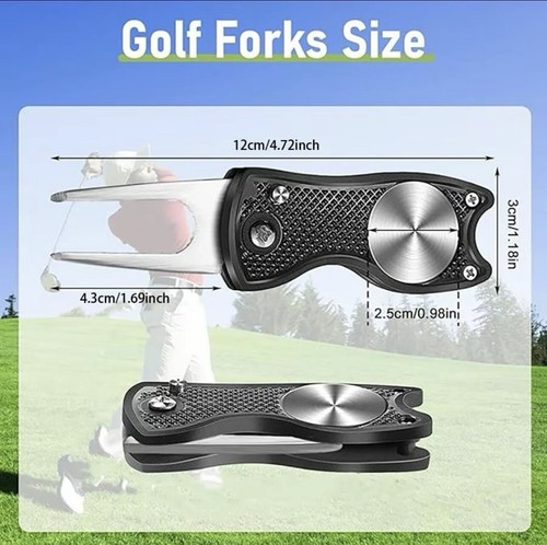 Strumento Divot Golf Pieghevole con Marcatore a Sfera (Rosso Blu Nero) - Foto 8 di 8