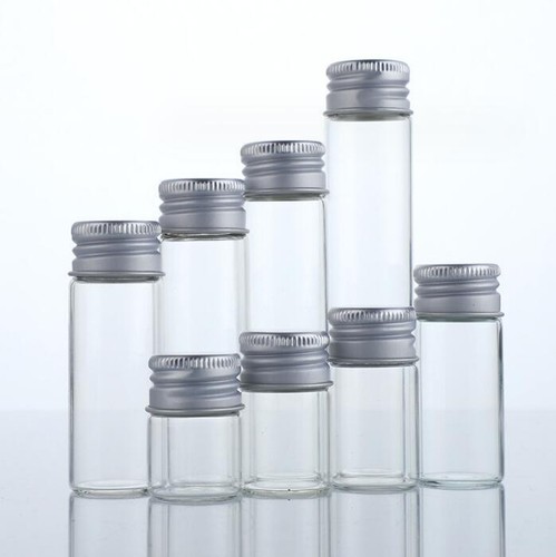 Bulk Buy 5ml - 200ml Empty Clear Glass Bottles Storage With Aluminum Silver Caps - Picture 20 of 50