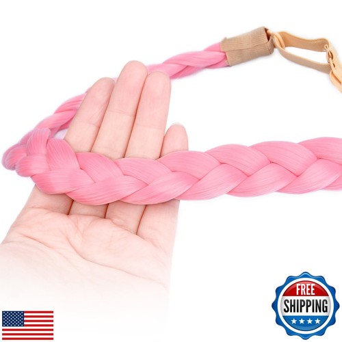DIGUAN Synthetic Hair Braided Headband Classic Chunky Wide Plaited Braids Ela - Picture 2 of 5