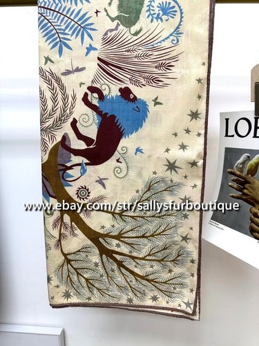 Sallys Quality 70% Cashmere 30% Silk Jacquard Wrap Scarf Animals Print Shawl 53" - Picture 39 of 40