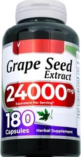 Grape Seed Extract 24,000mg, 180 Caps Non GMO/Vegeterian/Gluten Free Polyphenols
