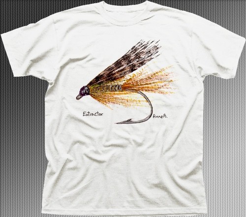 Fly fishing salmon trout fathers day Dad printed tshirt OZ9465 - Picture 2 of 3
