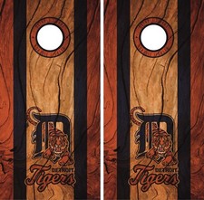Detroit Tigers Cornhole Wrap Game Skin Decal Wood Design VZ366