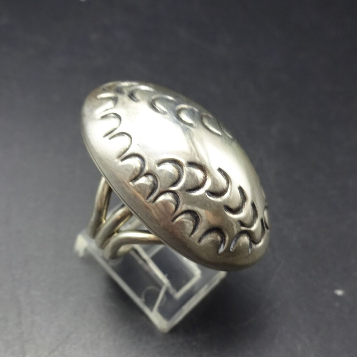 Marvelous Vintage Native American Navajo Black Onyx Dome Sterling Silver Immense Ring Marvelous Vintage Native American Navajo Black Onyx Dome Sterling Silver Immense Ring