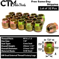 32x GM OEM Factory Dual Thread Lug Nut 14x1.5 Chevy C2500/3500 K2500/3500 Trucks