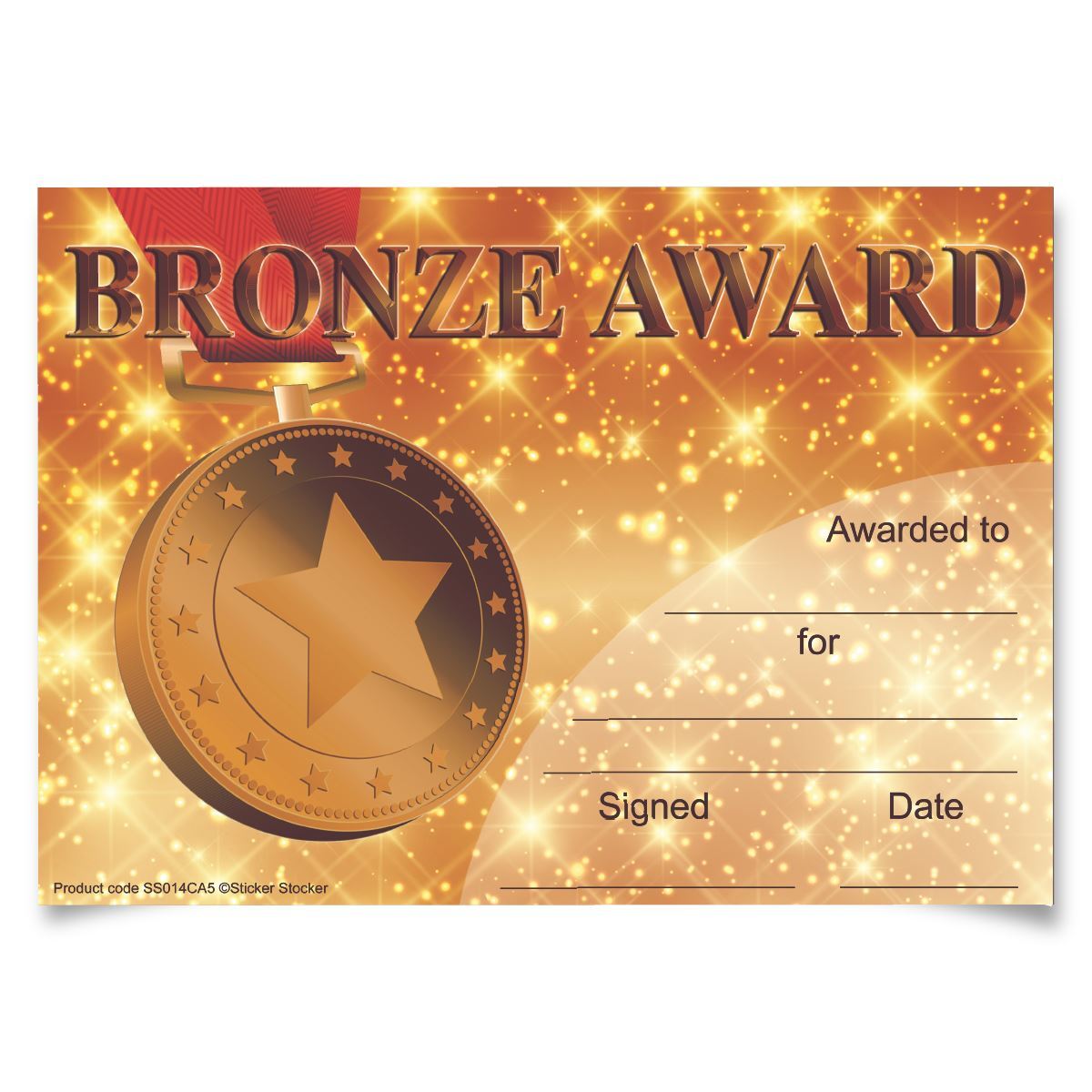 30 Bronze Award certificates for school teachers, A5 silk finish card