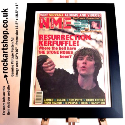 THE STONE ROSES Ian Brown NME MAGAZINE 1994 Cover Poster FRAMED John ...