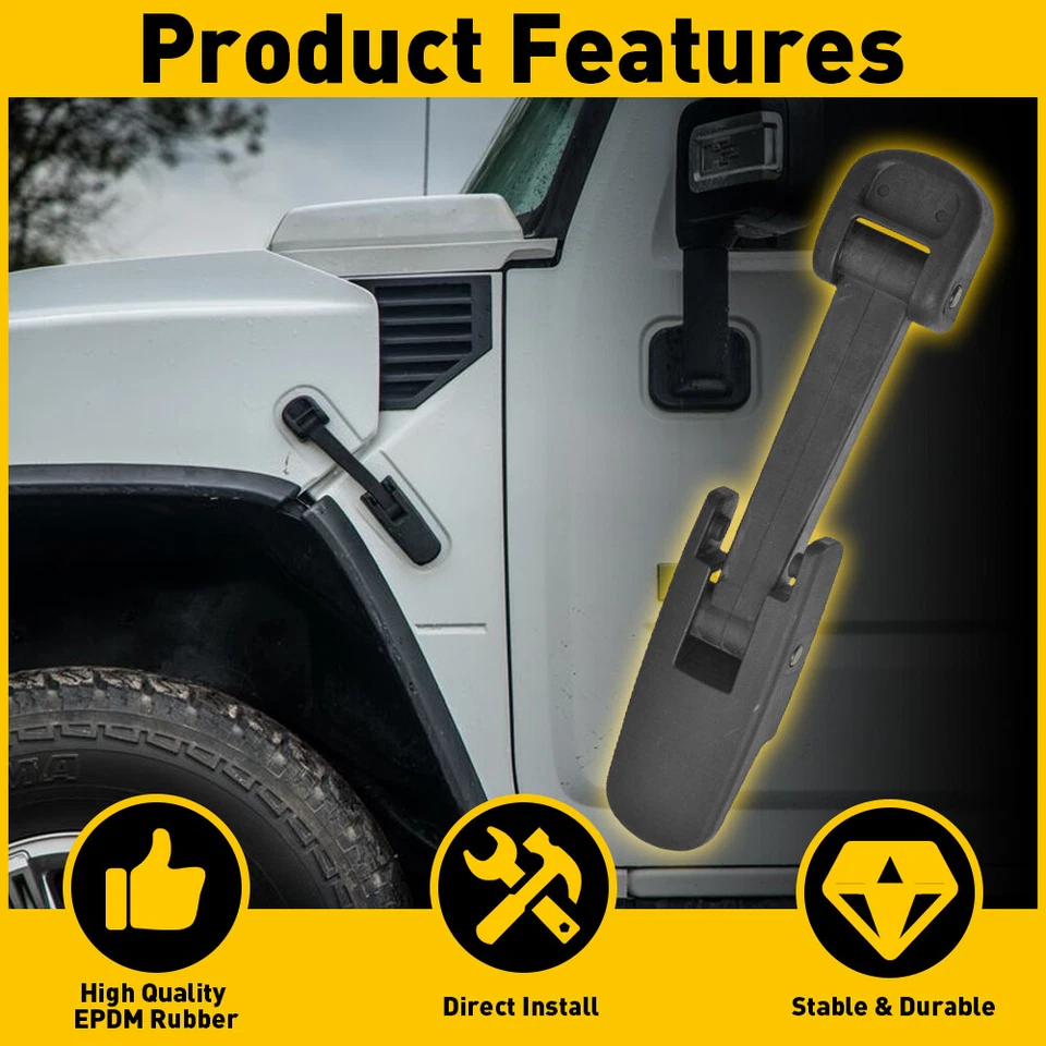 2x Cerradura de goma con pestillo de capó negro con soporte para Hummer H2 Chevy Kodiak 2003-2009 Foto 2 de 4