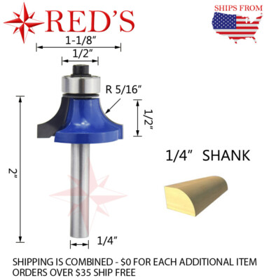 Tideway Carbide PRO WL1044 5/16'' Radius Round Over 1/4'' shank router bit