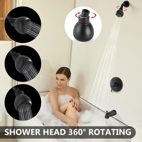 Bathtub Faucet & Shower Head Combo - Matte Black Stainless Steel - Picture 3 of 9