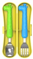 Edison Baby Flat Edge Spoon & Grooved Fork Set With Case (baby Giraffe Green/... on sale Edison Baby Flat Edge Spoon & Grooved Fork Set With Case (baby Giraffe Green/... on sale