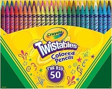 Twistables Colored Pencil Set (50Ct), No Sharpen Colored Pencils for Kids, Color