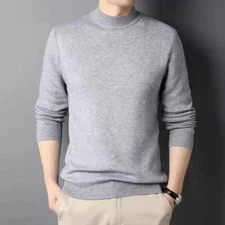 Men's Cashmere Sweater Mock Neck Sweaters Knit Pullover for Male Men Knitwear