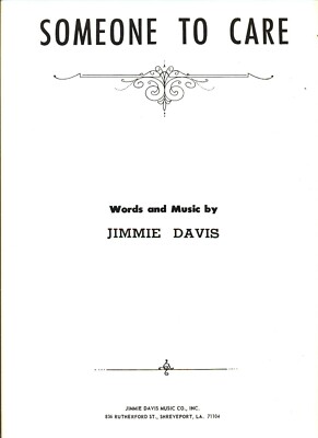 JIMMIE DAVIS SOMEONE TO CARE SHEET MUSIC PIANO/VOCAL/GUITAR/CHORDS 1952 RARE NEW
