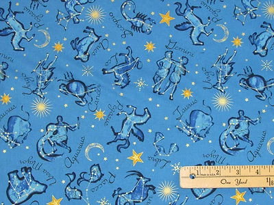 HENRY GLASS & CO. Starlight Constellations Stars Tarus Pisces Lt Blu Fabric by the 1/2 Yrd #1030M